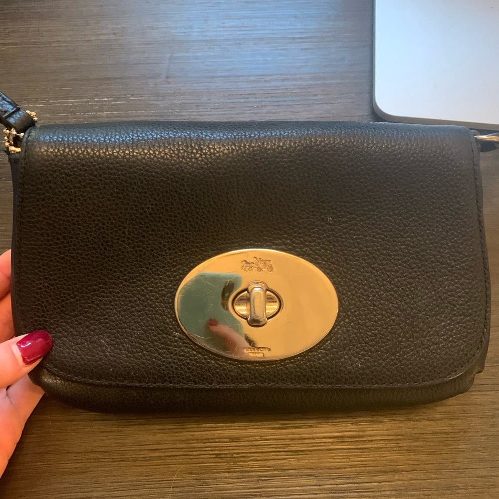 Coach crossbody- black with gold hardware